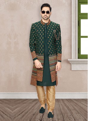 Green Jacket Style Indowestern