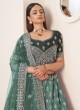 Delightful Green Satin Silk Embroidered Lehenga Choli