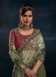 Wedding Wear Green Sequins Embroidered Saree