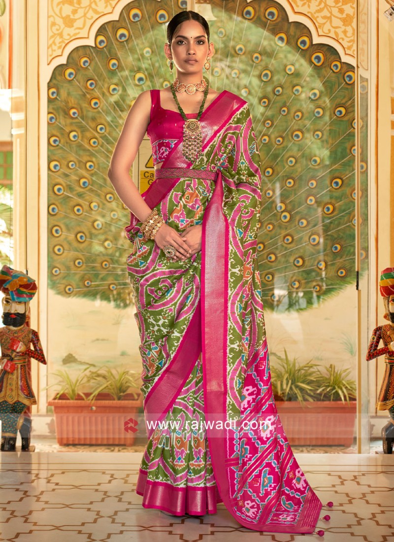 SF-Green color Soft Lichi Silk saree