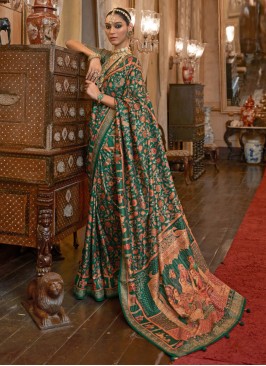 Green Patola Silk Weaving Designer Saree