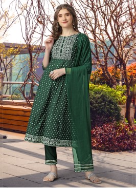 Green Rayon Readymade Pant Style Salwar Kameez