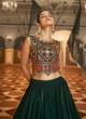 Green Sequins A Line Lehenga Choli