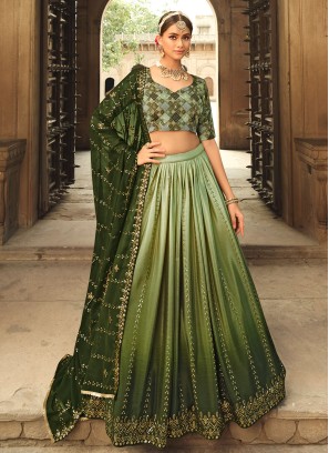 Shaded Green Silk Designer Lehenga Choli