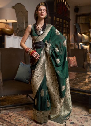 Green Traditional Wear Georgette Saree