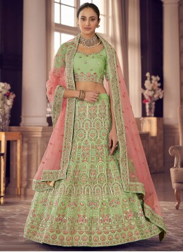 Green Wedding Organza Designer Lehenga Choli