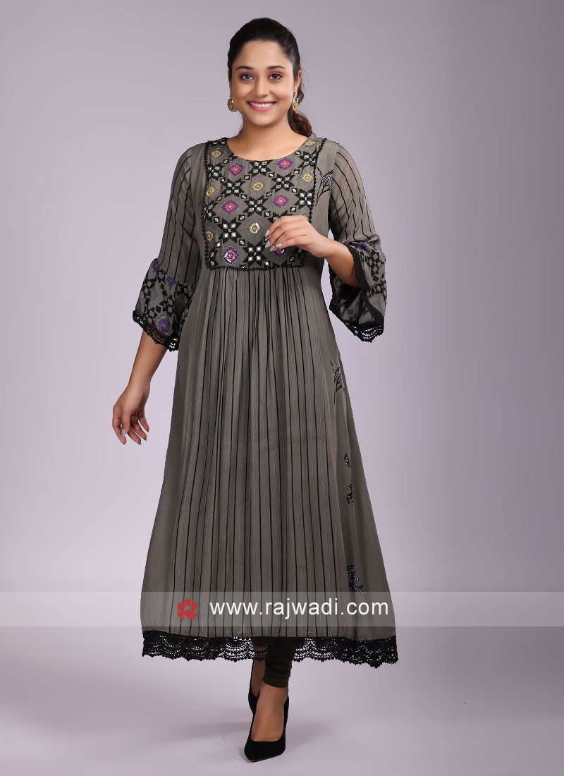 Grey kurtis sales