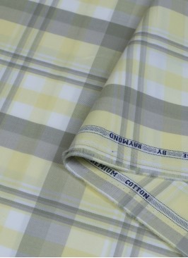 Grey And Yellow Raymond Premium Cotton Fabric