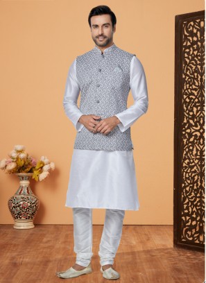 Grey Designer Nehru Jacket Set