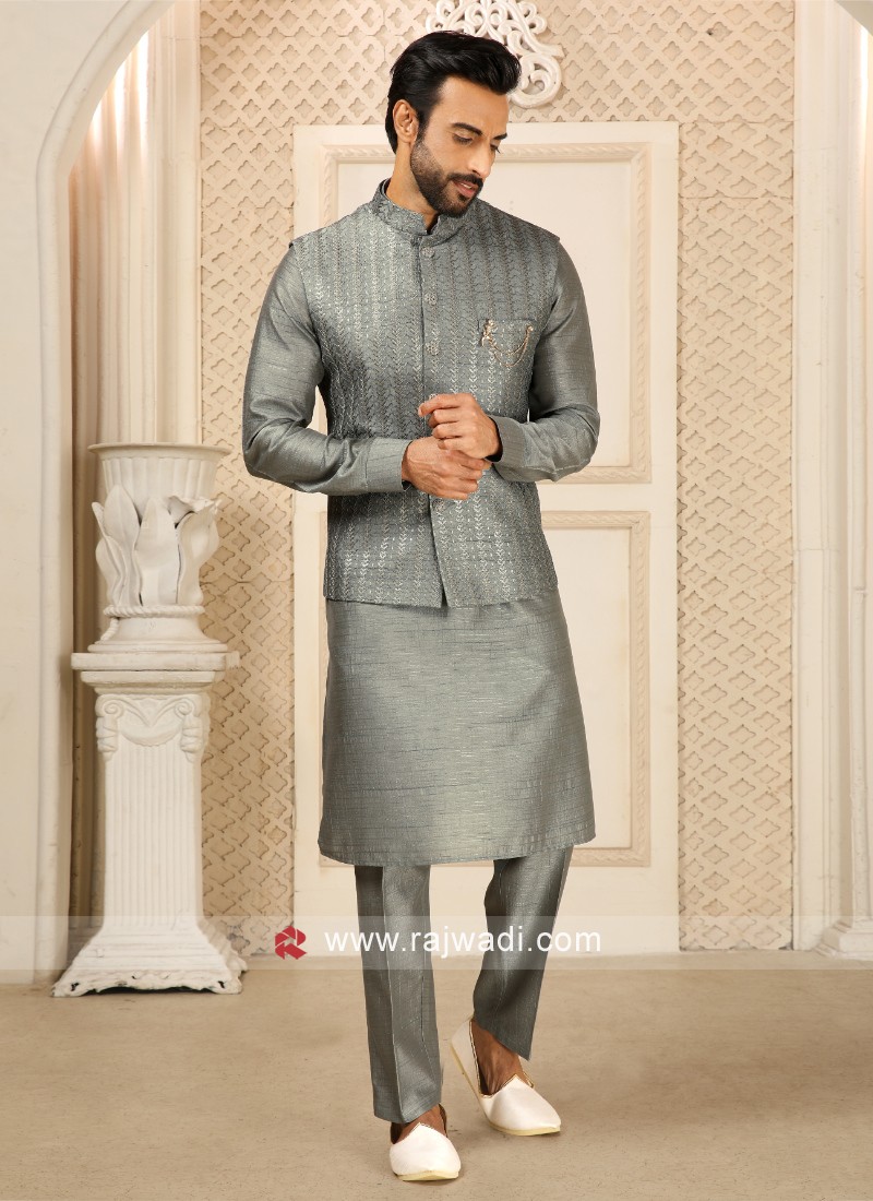 Grey deals nehru jacket