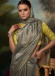 Designer Grey Shimmer Organza Classic Saree