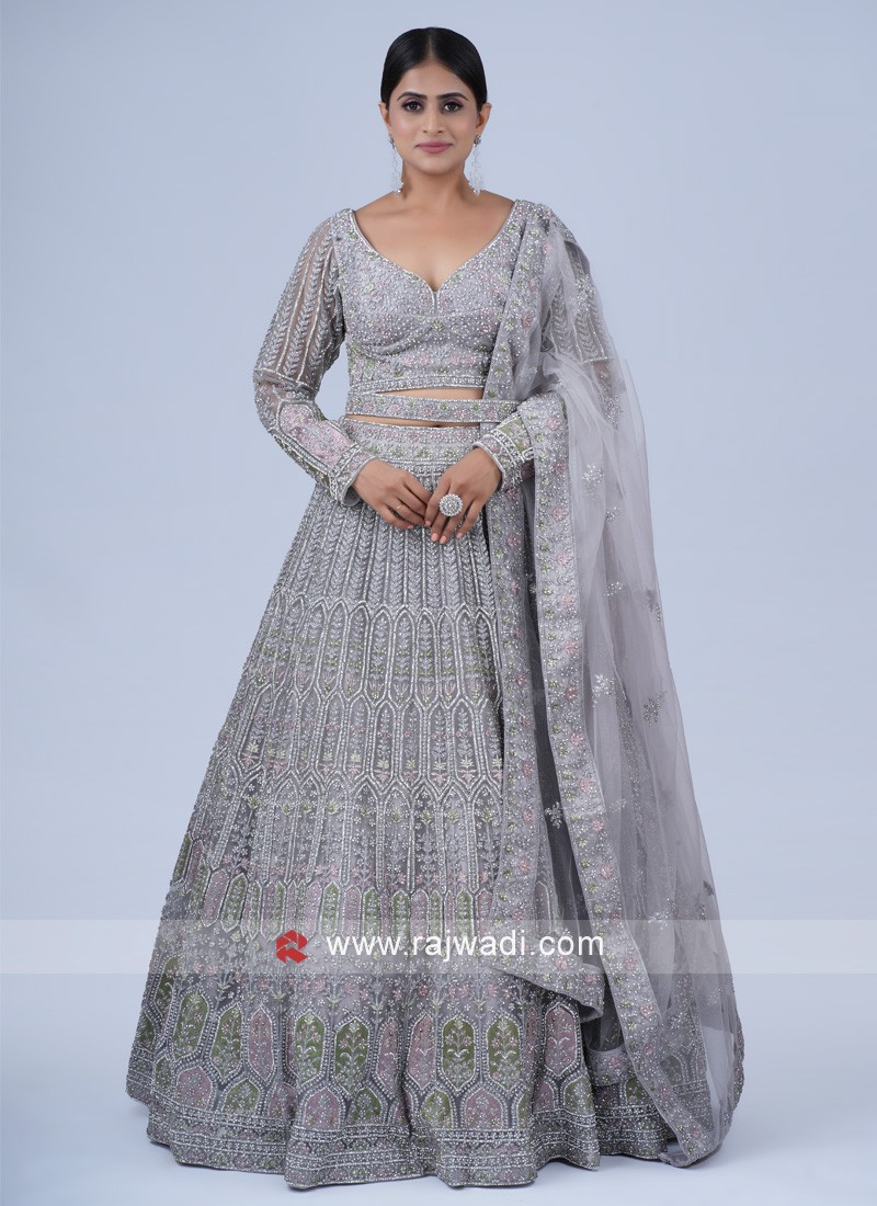 Grey Color Bridal Wedding Designer lehenga choli for Women with high  quality embroidery work party wear lehenga choli Indian Women - sethnik.com