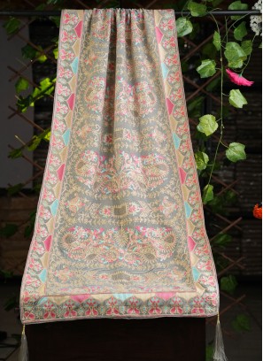 Grey Multi Thread Dupatta In Velvet Fabric