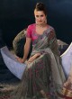 Grey and Pink Sequins Designer Wear Saree