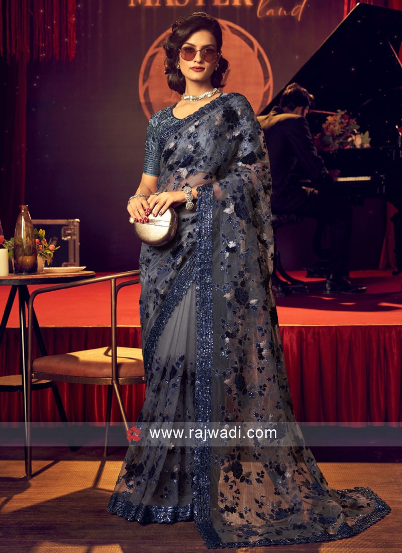 Shop Grey Saree Latest Grey Color Saree Online at Ethnic Plus