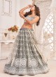 Grey Designer Net Embroidered Lehenga Choli