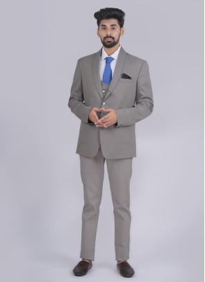 Grey Reception Wear Coat Suit For Men