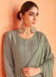 Grey Sangeet Georgette Floor Length Designer Suit