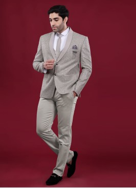 Grey Sequins Work Suit In Imported Fabric