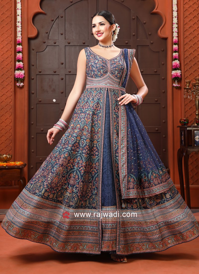 Fabric: Georgette Pattern: Floral Print Party Wear Anarkali Gown, Pink at  Rs 1149 in Surat