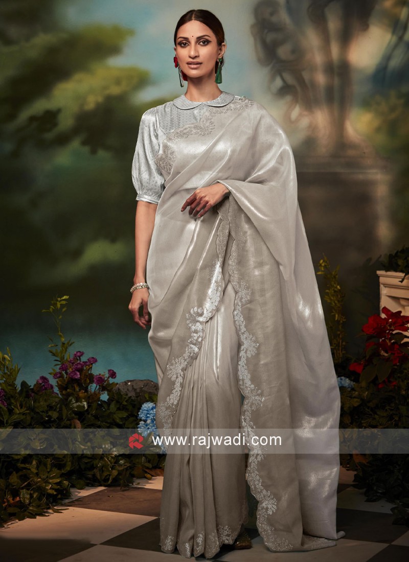 Grey Organza embroidered Saree | Sakhi Fashions – sakhifashions