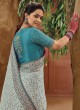 Lovely Grey Kachhi Embroidered Banarasi Silk Saree