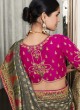 Grey Zari Embroidered Wedding Classic Saree