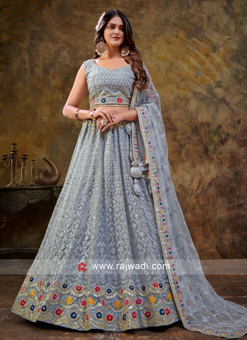 Grey lehenga for outlet wedding