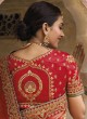 Grey and Red Wedding Silk Saree