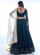 Teal Blue Sequins A Line Lehenga Choli