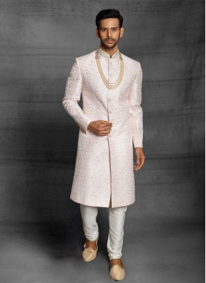 Groom Wear Cream Color Sherwani