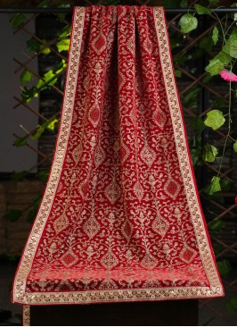 Groom Wear Dupatta In Red Color