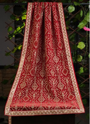 Groom Wear Dupatta In Red Color