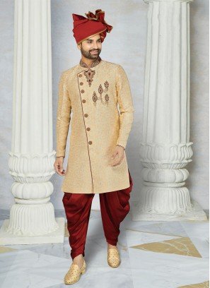 Groom Wear Indowestern In Golden Color