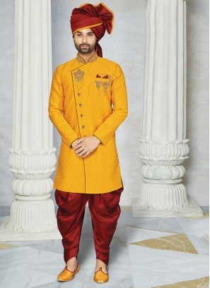 Groom Wear Indowestern In Mustard Yellow Color