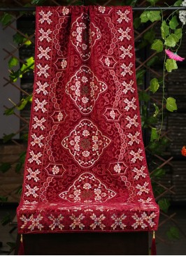 Groom Wear Maroon Dupatta In Velvet