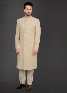 Groom Wear Sherwani In Gold Color