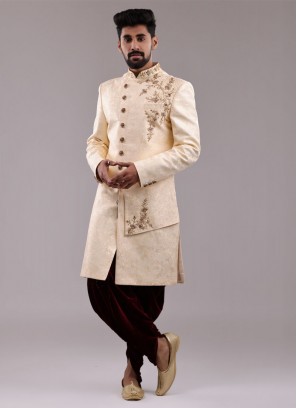 Groom Wear Sherwani In Jacquard Fabric