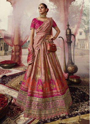 Gajri pink colour sequence embroidery work silk lehenga choli-Shoplance –  ShopLance