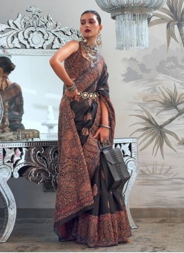 Modal Silk Black Weaving Contemporary Saree