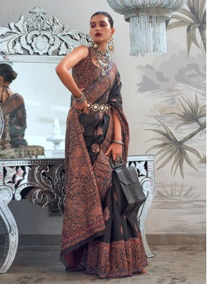Modal Silk Black Weaving Contemporary Saree