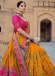 Haute Banarasi Silk Yellow Diamond Traditional Designer Saree