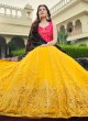 Yellow Georgette Sequins Lehenga with Pink Choli