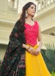 Yellow Georgette Sequins Lehenga with Pink Choli