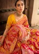 Heavenly Silk Pink and Yellow Embroidered Traditional Designer Saree