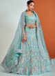 Turquoise Blue Georgette A Line Lehenga Choli