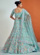 Turquoise Blue Georgette A Line Lehenga Choli