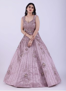 Onion Pink Heavy Embroidered Silk Gown