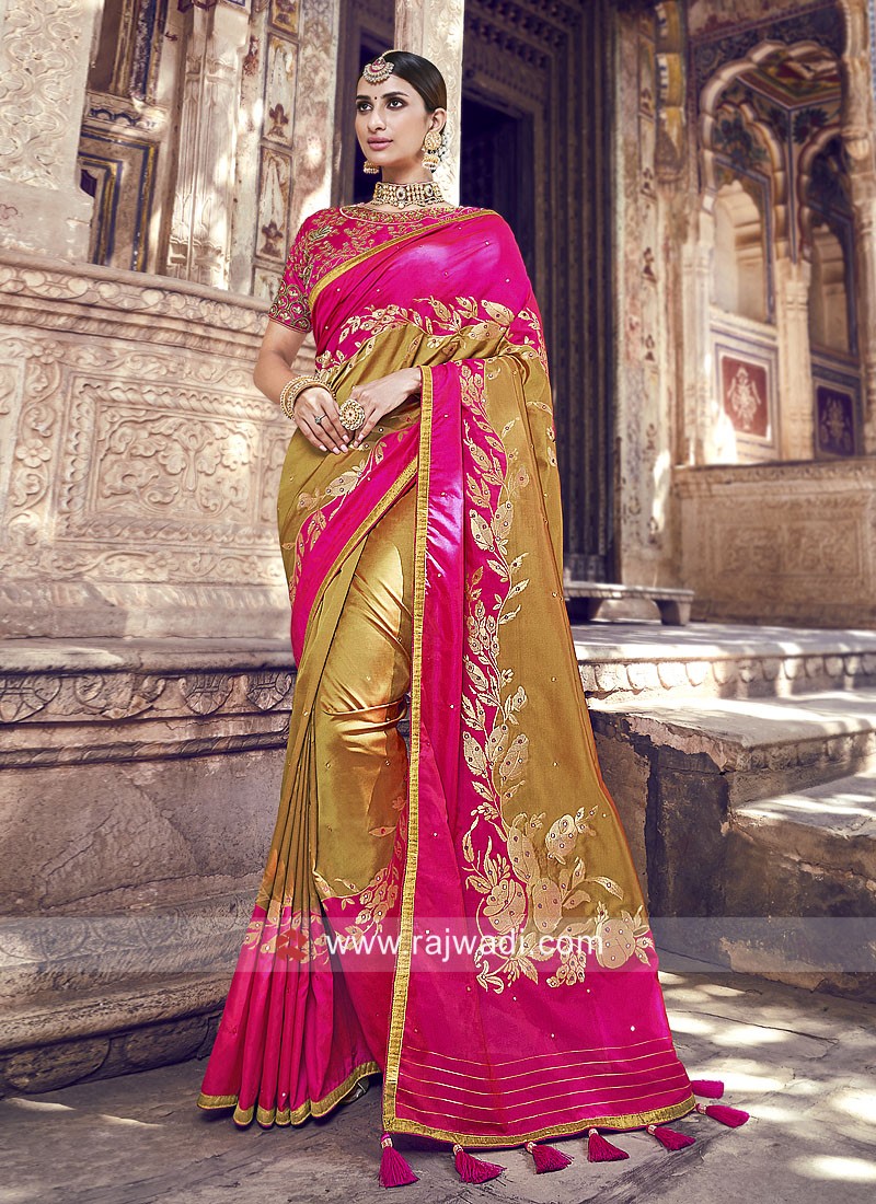 Maroon Green Wedding Saree with Heavy Embroidery Work | Indian bridal sarees,  Designer sarees collection, Fancy sarees