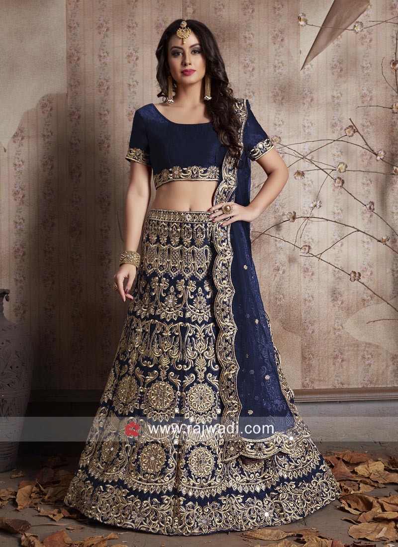 Pink Bridal Lehenga in Velvet With Heavy work - Aazuri